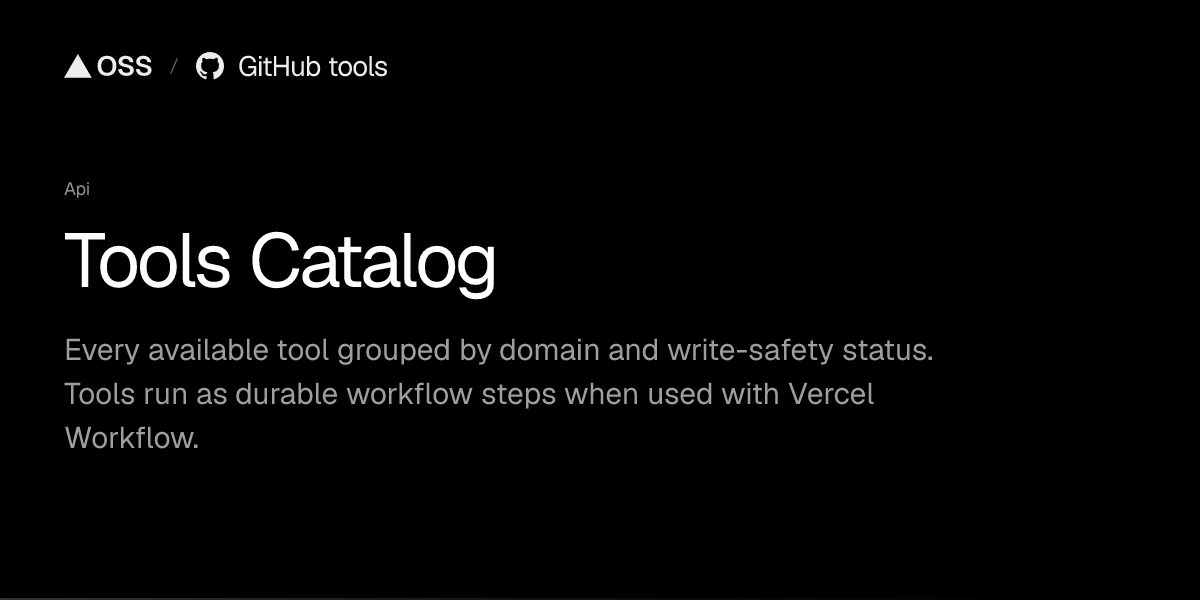 Tools Catalog - GitHub Tools